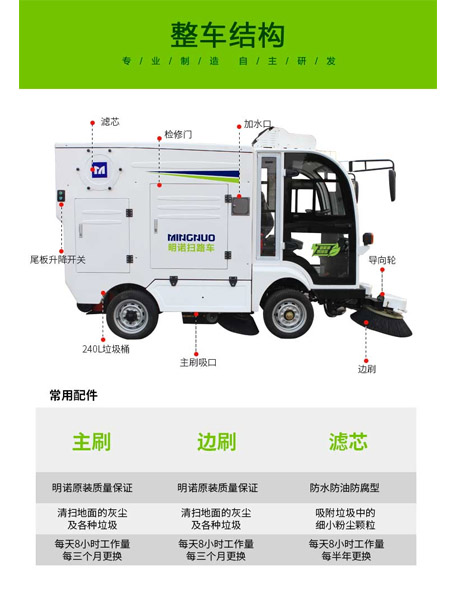 四轮扫路车MN-S1800配备240L标准巴宜垃圾桶